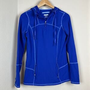 KIRKLAND Blue Long Sleeve 1/4 Zipper Hooded Pocket Pullover Sweater Size SMALL